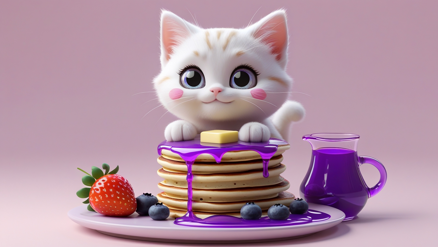 A Cat’s Guide to Fluffy Pancakes and Purple Syrup