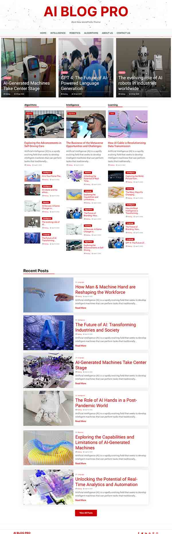 Ai Blog Pro WordPress Theme demo three