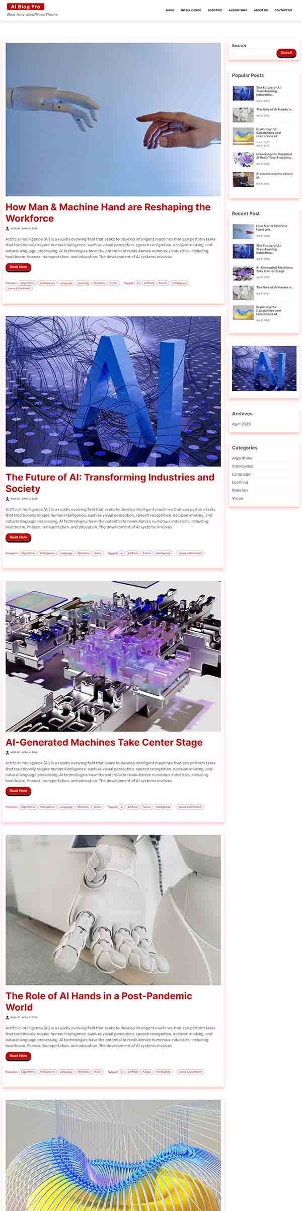 Ai Blog Pro WordPress Theme demo six